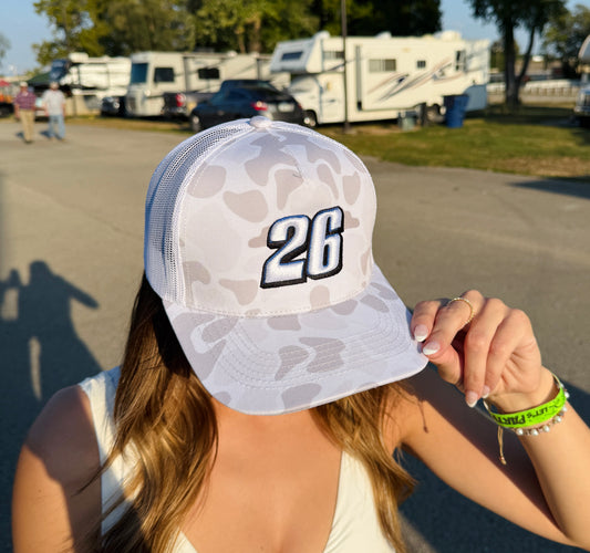 26 White Camo Snapback