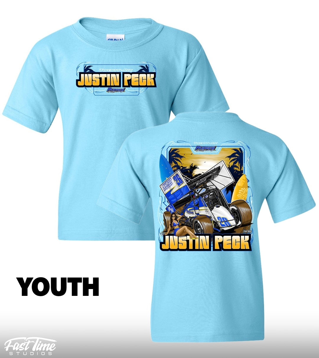 * Pre Order * Pin Up Palms Youth T-Shirt - Carribean Blue
